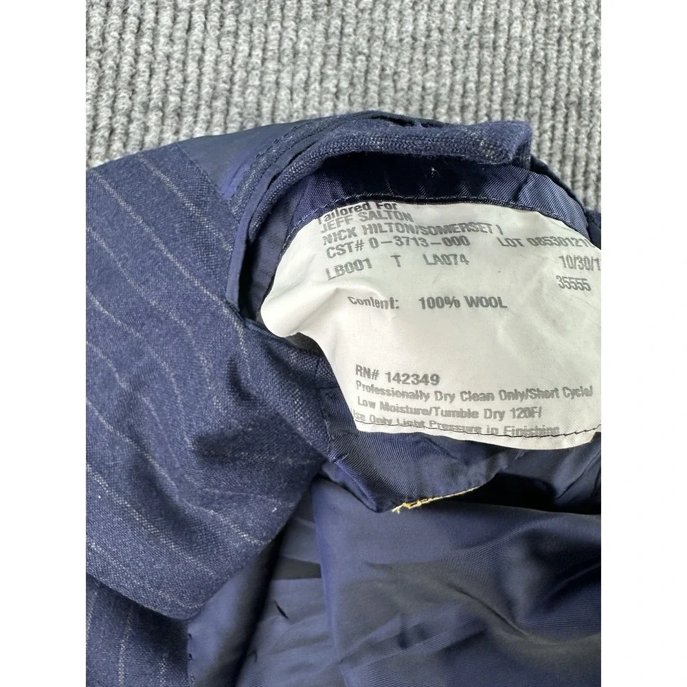 Hickey Freeman Suit Jacket 42 R Blue Wool Striped Premium Loro Piana USA Bespoke - Picture 14 of 16